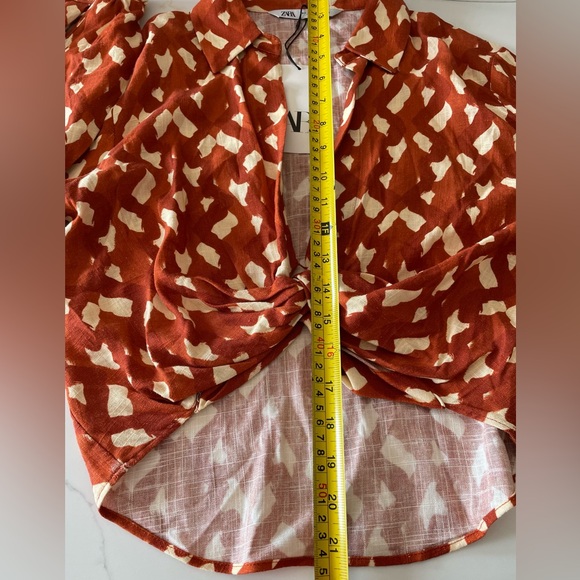 Zara Linen Blend Beaded Cuffed Sleeves Open Front Collared Women's Top Sz S NWT - Picture 7 of 10